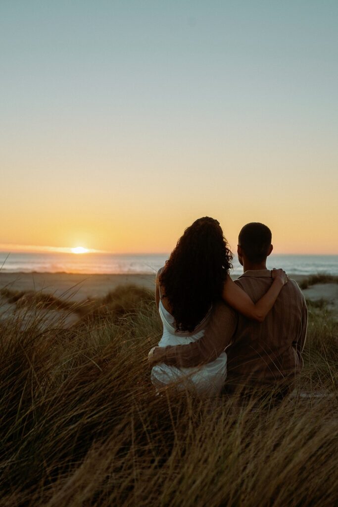Soft light after wedding portraits at Kehoe Beach