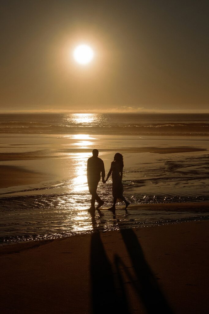 Golden sunset light during a Point Reyes wedding session