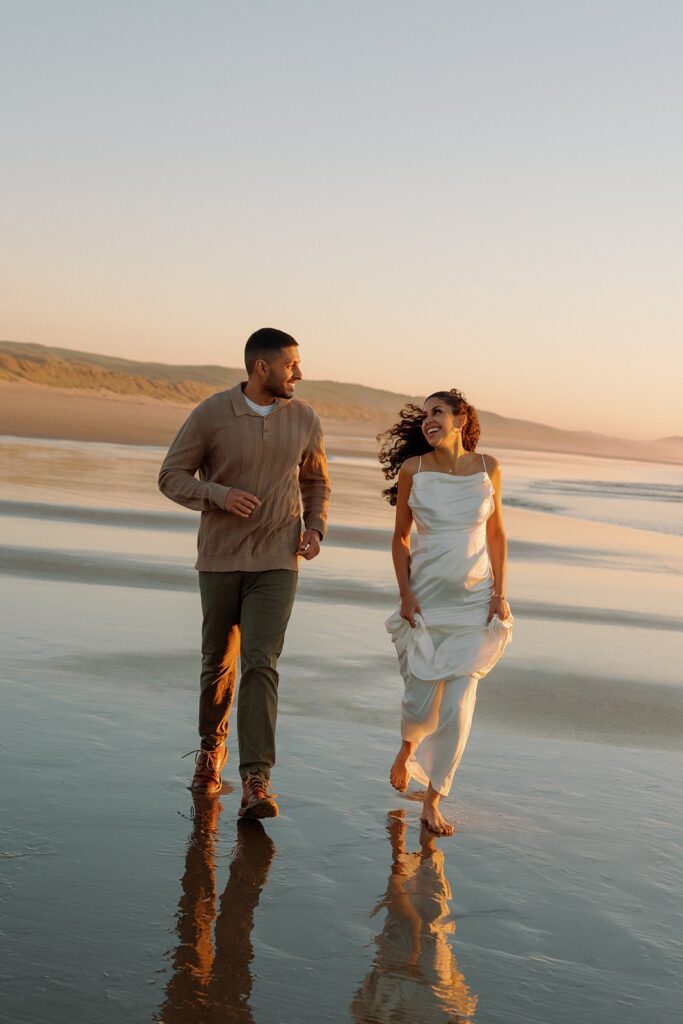 Natural after wedding portraits at Kehoe Beach