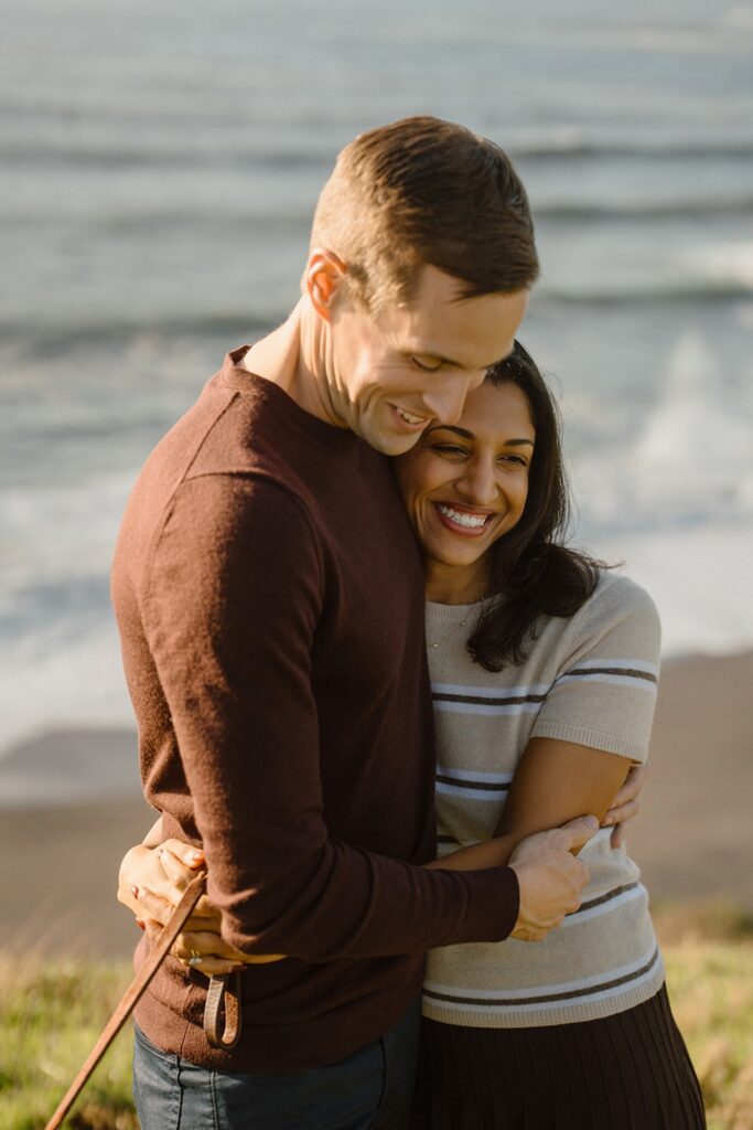 Natural couple photography session on Goat Rock beach