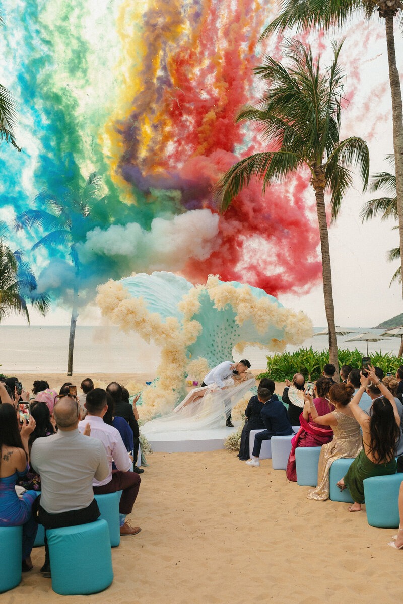 Outdoor ceremony during a destination wedding in Vietnam.