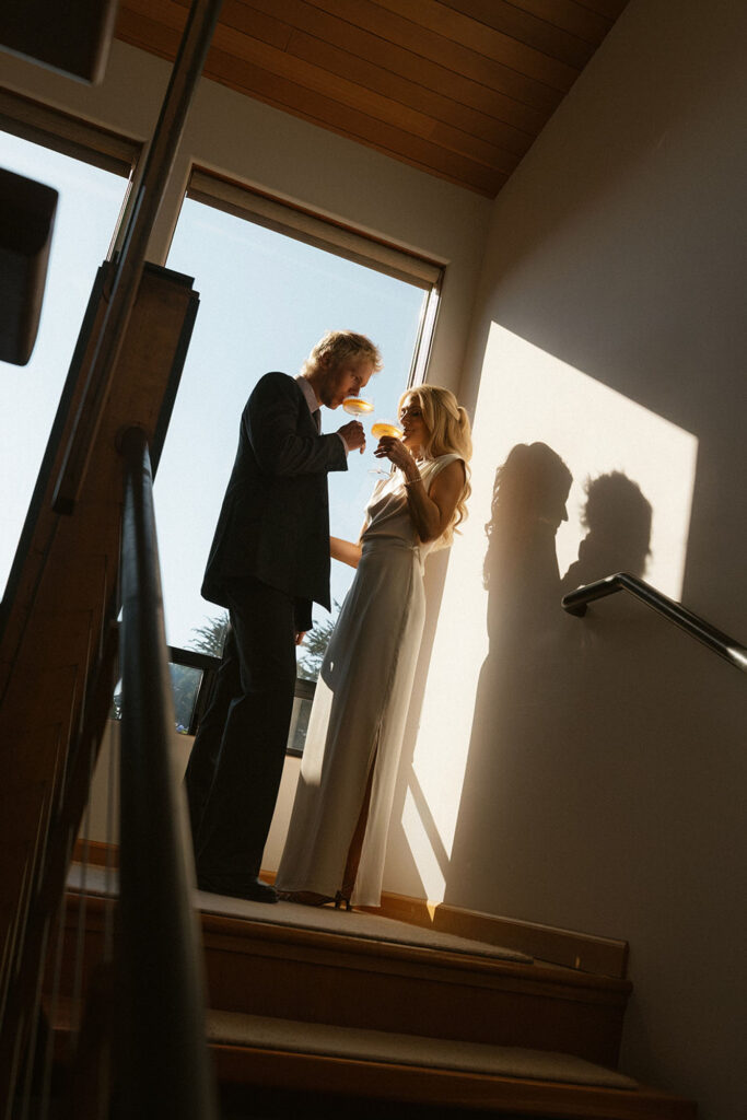 Bride and groom inside the Sea Ranch wedding venue